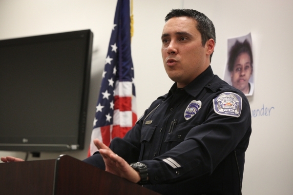 North Las Vegas Police Department officer Aaron Petty speaks to the media about two recent child abuse cases on Friday, Feb. 19, 2016. Brett Le Blanc/Las Vegas Review-Journal Follow @bleblancphoto