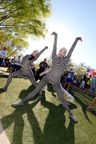 "O" zebra performers strut at the 2015 Run Away With Cirque du Soleil. Special to View