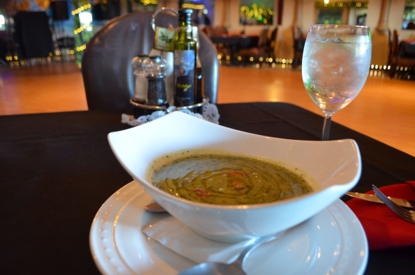 The caldo verde soup, a Portuguese dish made with pureed baby kale, potatoes, onion and garlic, topped with sliced chorizo sausage, is simply listed as the soup of the day at Vila Algarve Seafood  ...