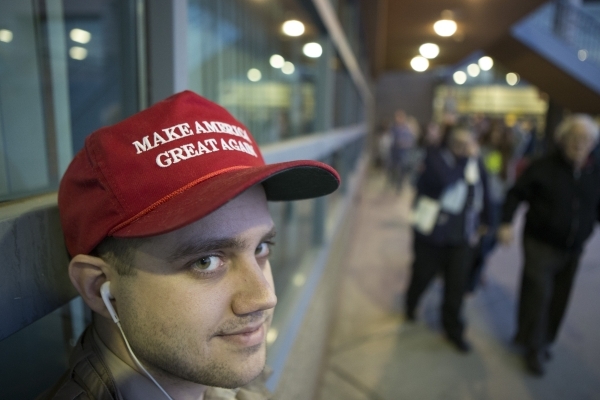 Donald Trump supporter Mitchell Wilburn poses for a portrait at Del Sol High School during the Nevada Republican caucus on Tuesday, Feb. 23, 2016, in Las Vegas. Erik Verduzco/Las Vegas Review-Jour ...