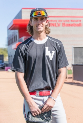 UNLV pitcher Dean Kremer poses for a photo before the start of practice at the Earl E. Wilson Stadium at UNLV in Las Vegas Wednesday, Feb. 24, 2016. Dean is the first Israeli citizen to be drafted ...