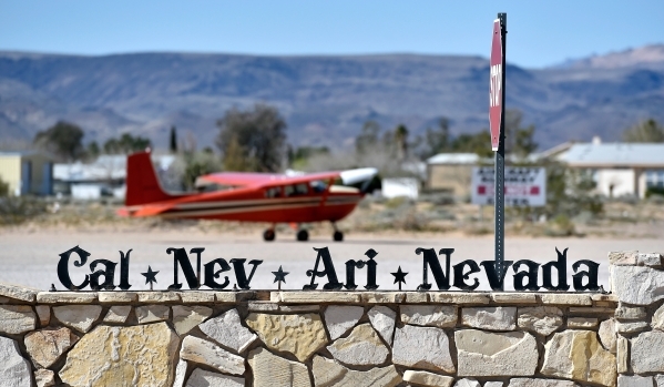 A small single-engine plane is parked just outside the Cal-Nev-Ari Casino on Thursday, Feb. 25, 2016, in Cal-Nev-Ari. The planes owner, Dennis Layman, flew from his home in Seligman, Ariz. to have ...