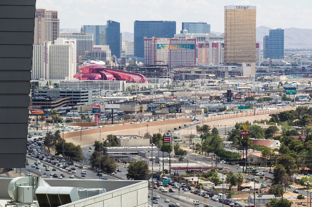 Interstate 15 is seen below from the World Market Center in Las Vegas on Wednesday, June 10, 2015. A public meeting is slated for today about Project Neon, the freeway widening and improvement pro ...