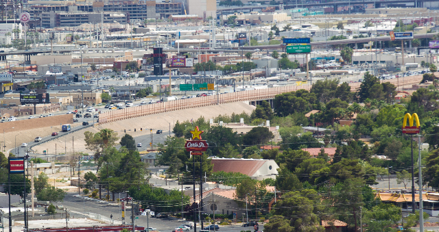 Interstate 15 is seen below from the World Market Center in Las Vegas on Wednesday, June 10, 2015. The area will be part of Project Neon, the freeway-widening and improvement project for I-15 from ...