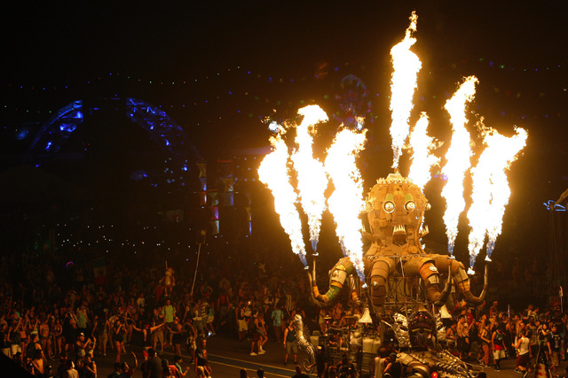 "El Pulpo Mecanico" makes its way through the crowd during the first night of the Electric Daisy Carnival Friday, June 19, 2015, at the Las Vegas Motor Speedway. (Sam Morris/Las Vegas Re ...