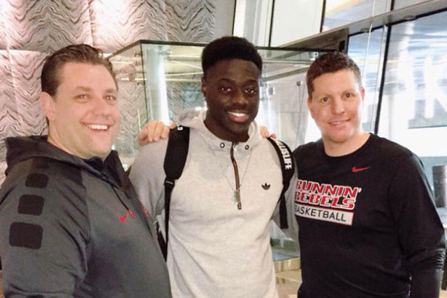 Rawle Alkins, center, poses with UNLV basketball coaches Todd Simon, left, and Ryan Miller. (Iam_Rawle_Alkins/Twitter)