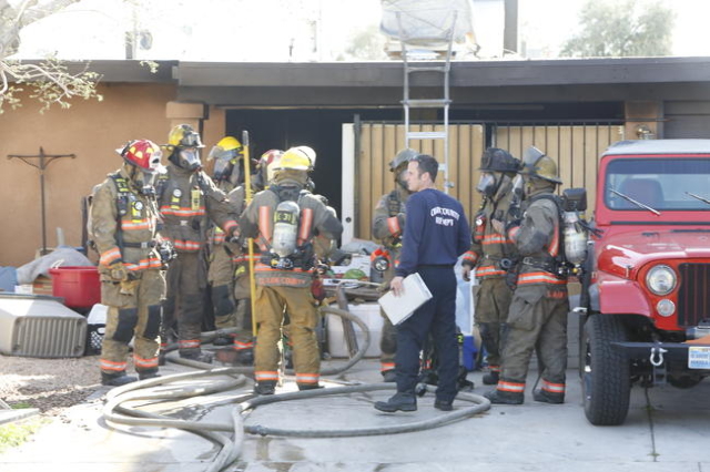 A person was found dead in a burning home at 4395 Lana Drive on Wednesday, Feb. 24, 2016, according to the Clark County Fire Department. (Bizuayehu Tesfaye/Las Vegas Review-Journal Follow @bizutes ...