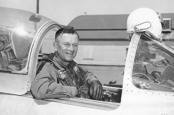 When he was in the Senate, Howard Cannon, who reached the rank of major general in the Air Force Reserve, test-flew all new aircraft before voting for money to develop them. Photo courtesy Air For ...