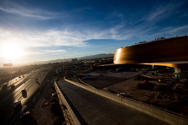 Construction continues at the T-Mobile Arena Feb. 11. It is slated to open in April on 14.5 acres between New York-New York and the Monte Carlo. Chase Stevens/Las Vegas Review-Journal