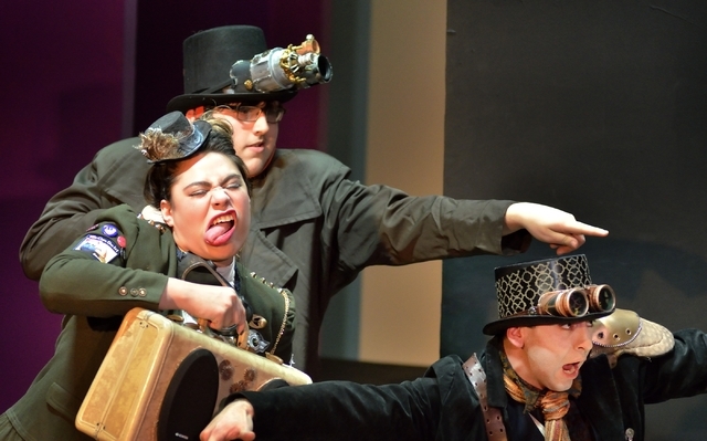 From left, Natalie Senecal, Michael Bardocz and Cody Angelo perform in “Geek!” at the Onyx Theatre, 953 E. Sahara Ave., Feb. 19. Bill Hughes/Las Vegas Review-Journal