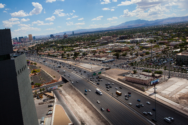 Interstate 15 is seen below from the World Market Center in Las Vegas on Wednesday, June 10, 2015. A public meeting is slated for today about Project Neon, the freeway widening and improvement pro ...