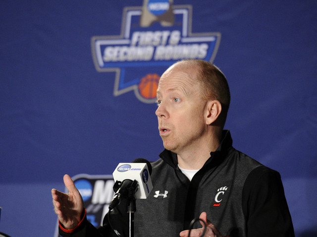Mar 17, 2016; Spokane, WA, USA; Cincinnati Bearcats head coach Mick Cronin speaks to media during a practice day before the first round of the NCAA men's college basketball tournament at Spokane V ...
