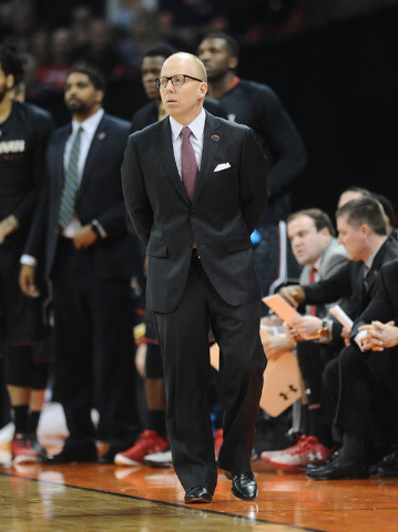 Cincinnati Bearcats head coach Mick Cronin against St. Joseph's Hawks during the first half Friday in the first round of the NCAA Tournament at Spokane Veterans Memorial Arena in Washington. (Jame ...