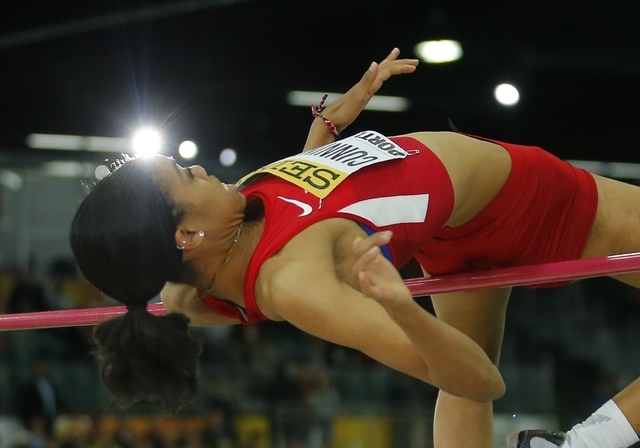 Vashti Cunningham of the U.S. competes on the way to winning the women's high jump gold medal during the IAAF World Indoor Athletics Championships in Portland, Oregon March 20, 2016. REUTERS/Mike ...