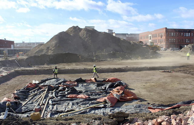 Workers clear the site where a planned MGM casino is being built in Springfield, Mass., Jan. 19, 2016. The project endured a lengthy review by historic preservation authorities over the planned de ...