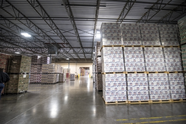 Cases of beer are seen at the warehouse inside Bonanza Beverage Company in Las Vegas on Wednesday, Feb. 17, 2016. Joshua Dahl/Las Vegas Review-Journal