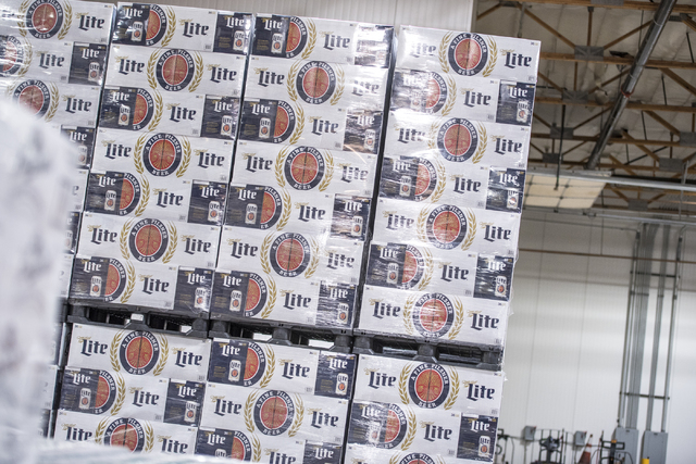 Cases of beer are seen at the warehouse inside Bonanza Beverage Company in Las Vegas on Wednesday, Feb. 17, 2016. Joshua Dahl/Las Vegas Review-Journal