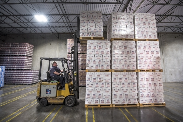 Mike Funke moves cases of beer at Bonanza Beverage Company in Las Vegas on Wednesday, Feb. 17, 2016. Joshua Dahl/Las Vegas Review-Journal