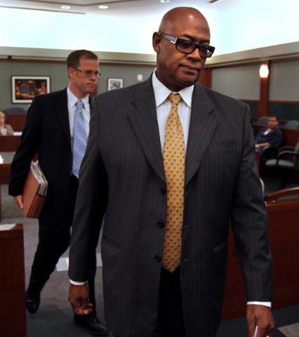 Morse Arberry, a longtime Nevada lawmaker-turned-lobbyist, leaves the courtroom at the Regional Justice Center after pleading guilty on Tuesday, Oct. 18, 2011. The criminal case alleged that he fa ...