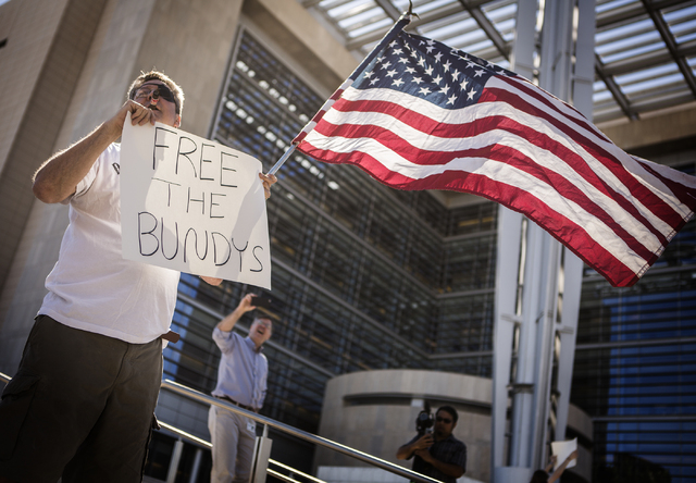 Greg Whalen demonstrates in front of Lloyd George United States Courthouse on Thursday, March 10, 2016.Jeff Scheid/Las Vegas Review-Journal Follow @jlscheid