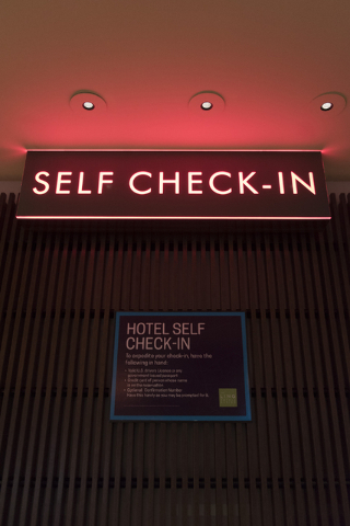 Signage for the seven new self check-in kiosks located in the lobby at The Linq Hotel in Las Vegas is seen Wednesday, March 16, 2016. Jason Ogulnik/Las Vegas Review-Journal
