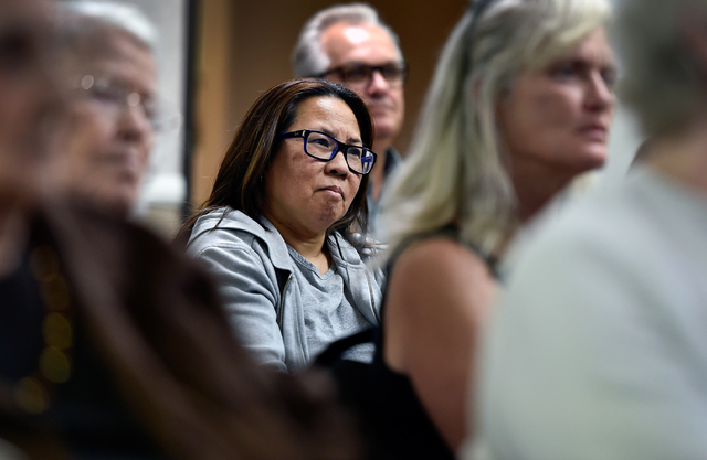 Clarita Bulgarian listens during an informational meeting on a proposed gun background check initiative at the Journey United Methodist Church Monday, March 14, 2016, in Las Vegas. David Becker/La ...