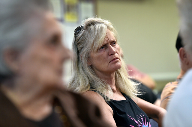 Terri Kelch listens during an informational meeting on a proposed gun background check initiative at the Journey United Methodist Church Monday, March 14, 2016, in Las Vegas. David Becker/Las Vega ...