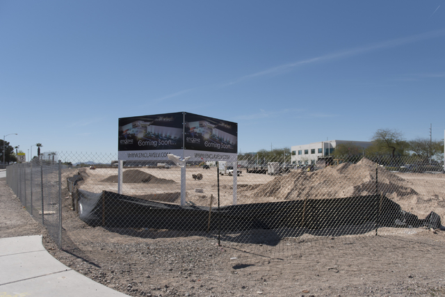 The construction site of the Enclave is seen during the groundbreaking ceremony at 5800 S. Eastern Ave. in Las Vegas Wednesday, March 9, 2016. The Enclave will feature a 75,000 square foot event v ...