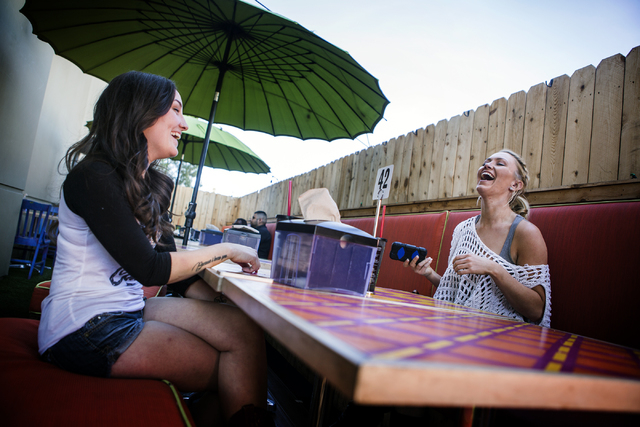 Daisy, not her real name,right, shares a laugh with her friend Brittany Gray, 26, while dining at SkinnyFATS on Wednesday, Feb. 23, 2016. Jeff Scheid/Las Vegas Review-Journal Follow @jlscheid