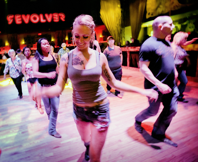 Daisy, not her real name, line dances at Revolver Saloon & Dance Hall at Santa Fe Station on Wednesday, Feb. 23, 2016. Jeff Scheid/Las Vegas Review-Journal Follow @jlscheid
