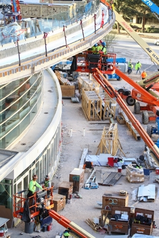 Construction continues at the T-Mobile Arena Feb. 11. Chase Stevens/Las Vegas Review-Journal Follow @csstevensphoto on Twitter