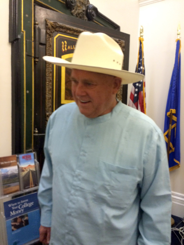 Brothel owner Dennis Hof files as a Libertarian candidate in Assembly District 36 at the Nevada Secretary of State's office in Carson City on Friday, March 18, 2016. Sandra Cherub/Las Vegas Review ...