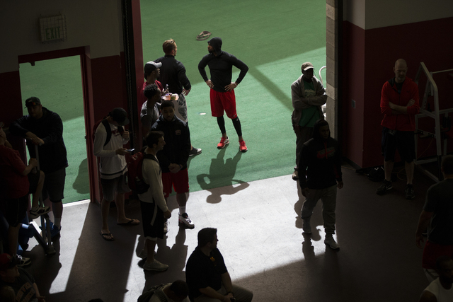 Players participate during Pro Day at UNLV's Lied Athletic Complex on Thursday, March 17, 2016, in Las Vegas. Erik Verduzco/Las Vegas Review-Journal Follow @Erik_Verduzco