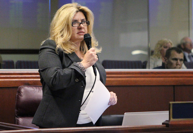 Nevada Assemblywoman Michele Fiore, R-Las Vegas, speaks on Friday, May 22, 2015. (Cathleen Allison/Las Vegas Review-Journal)