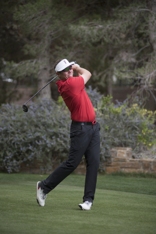A.J. McInerney of UNLV tees off during the Southern Highlands Collegiate Masters Golf Tournament held at the Southern Highlands Golf Club in Las Vegas on Wednesday, March 11, 2015. (Martin S. Fuen ...