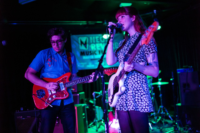 Katy Goodman, right, and Todd Wisenbaker of La Sera perform at the Bunkhouse Saloon during the first night of the Neon Reverb music festival in downtown in Las Vegas on Thursday, March 10, 2016. T ...
