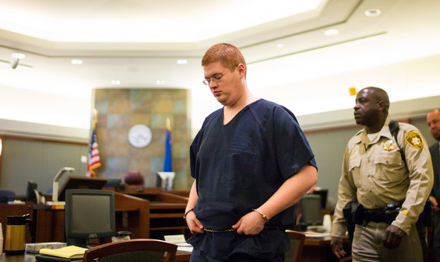 Derrick Andrews enters the courtroom before pleading guilty to the murder of Tammy Meyers at Regional Justice Center in Las Vegas on Friday, March 4, 2016. Chase Stevens/Las Vegas Review-Journal F ...