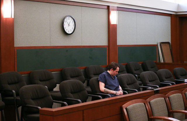 Erich Nowsch sits in the courtroom before pleading guilty to the murder of Tammy Meyers at Regional Justice Center in Las Vegas on Friday, March 4, 2016. Chase Stevens/Las Vegas Review-Journal Fol ...