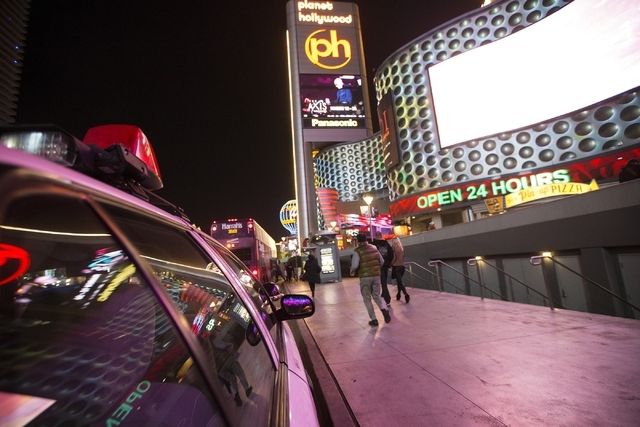 A Las Vegas police car is seen parked in front of Planet Hollywood casino-hotel on Friday, Feb. 12, 2016, in Las Vegas. Erik Verduzco/Las Vegas Review-Journal Follow @Erik_Verduzco
