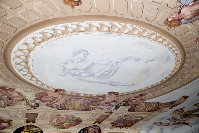 Liberace had commissioned a ceiling mural depicting the Sistine Chapelin the master bedroom and bath. (Tonya Harvey/Real Estate Millions)