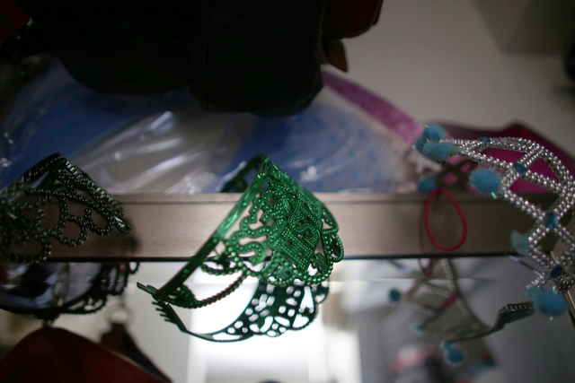 Lateefa Starks' collection of tiaras in her closet at her home Wednesday, March 9, 2016. She's worn a tiara every day since she was released from prison. Rachel Aston/las Vegas Review-Journal Foll ...
