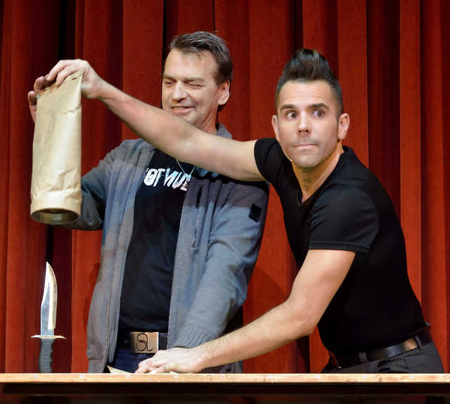 Jan Rouven, right, performs with some help from audience member Keith Harris during "Illusions" at the Tropicana hotel-casino at 3801 Las Vegas Blvd. S. in Las Vegas on Wednesday ...