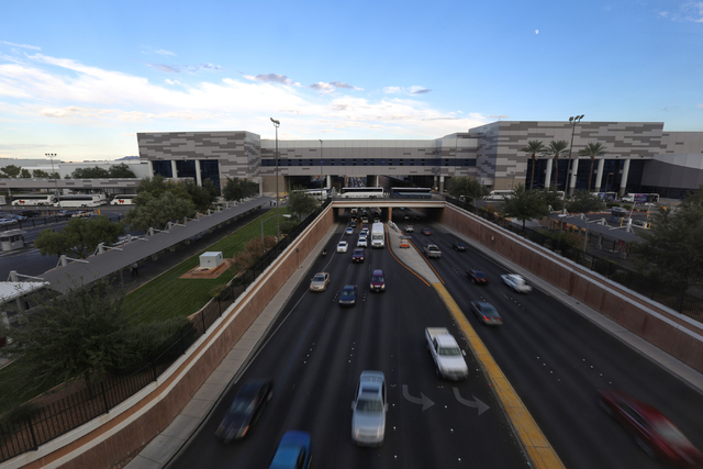 Cars bring expo-goers to the Las Vegas Convention Center on Thursday, Oct. 22, 2015 in Las Vegas. Brett LeBlanc/Las Vegas Review-Journal Follow @bleblancphoto