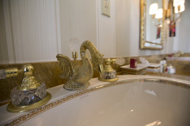 The master bathroom inside the Napoleon suite at the Paris casino-hotel is  seen on Wednesday, March 16, 2016, in Las Vegas. Erik Verduzco/Las Vegas  Review-Journal Follow @Erik_Verduzco