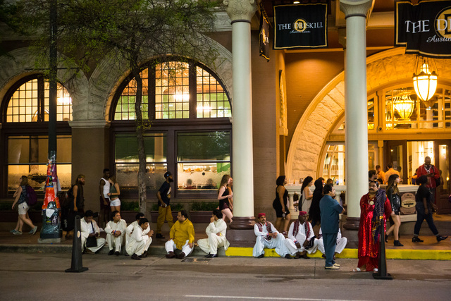 People sit outside of The Driskill hotel during the second day of the SXSW music festival in downtown Austin, Texas on Wednesday, March 16, 2016. Chase Stevens/Las Vegas Review-Journal Follow @css ...