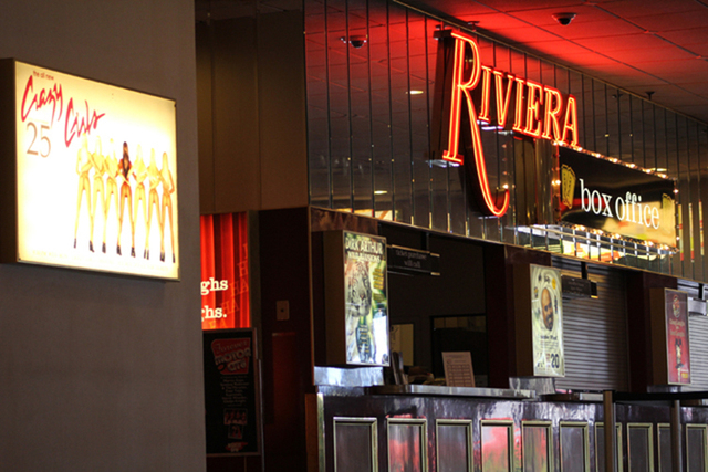 The box office at the Riviera, where audiences have been purchasing tickets to the popular "Crazy Girls" show, Sunday, April 26, 2015. (Kimberly De La Cruz/Las Vegas Review-Journal)