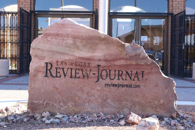 The sign is seen at the front of the Review-Journal building on Wednesday Dec. 16, 2015 in Las Vegas. (Bizuayehu Tesfaye/Las Vegas Review-Journal Follow @bizutesfaye)