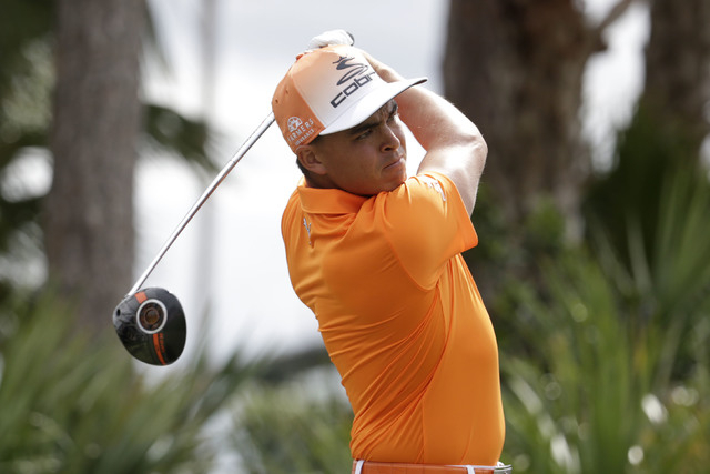 Rickie Fowler tees off from the second hole during the fourth round of the Honda Classic golf tournament, Sunday, Feb. 28, 2016, in Palm Beach Gardens, Fla. (AP Photo/Lynne Sladky)