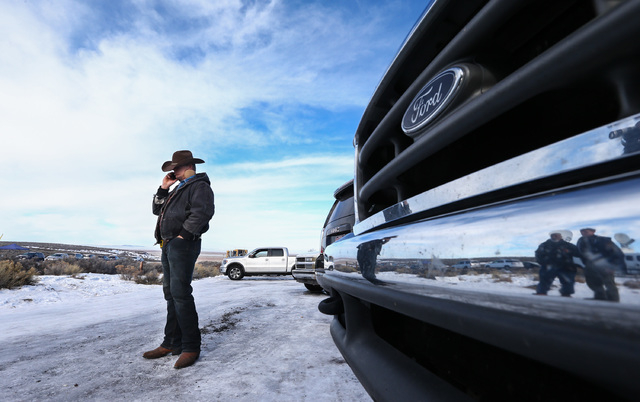 Ryan Bundy takes a phone call by the entrance of Malheur National Wildlife Refuge headquarters near Burns, Ore. on Wednesday, Jan. 6, 2016. Chase Stevens/Las Vegas Review-Journal Follow @csstevens ...