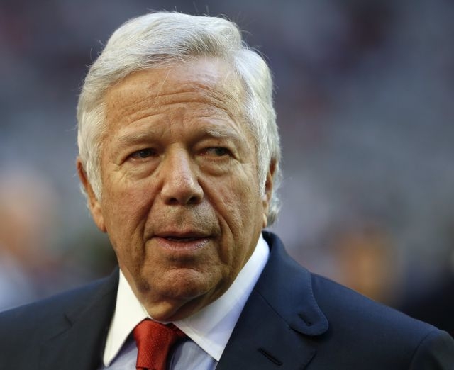 New England Patriots owner Robert Kraft watches activities before the start of the NFL Super Bowl XLIX football game against the Seattle Seahawks in Glendale, Arizona, in this file photo taken Feb ...
